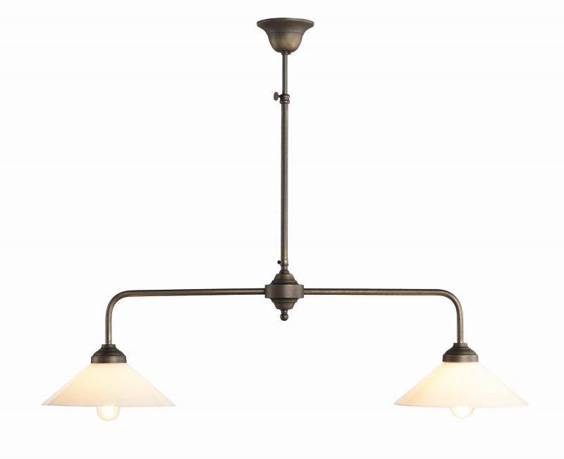 Lampe pendante rustique bronze foncé 2 points lumineux