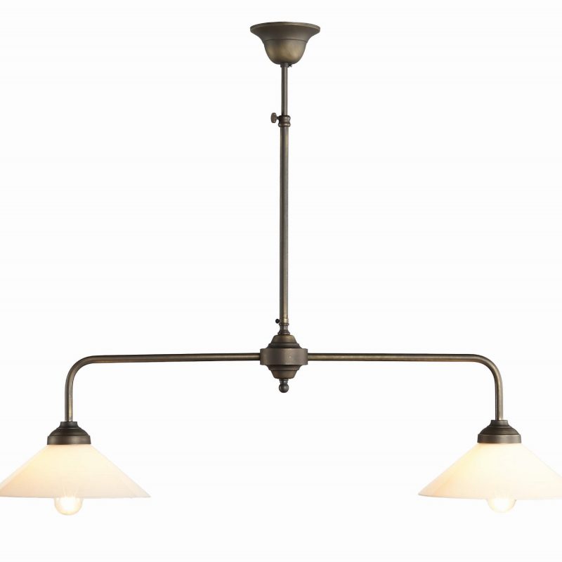 Lampe pendante rustique bronze foncé 2 points lumineux