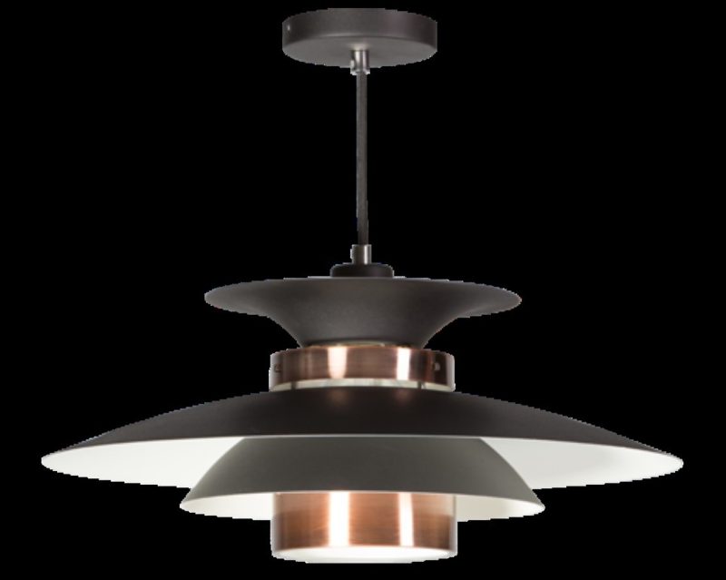 Lampe pendante noire avec cuivre
