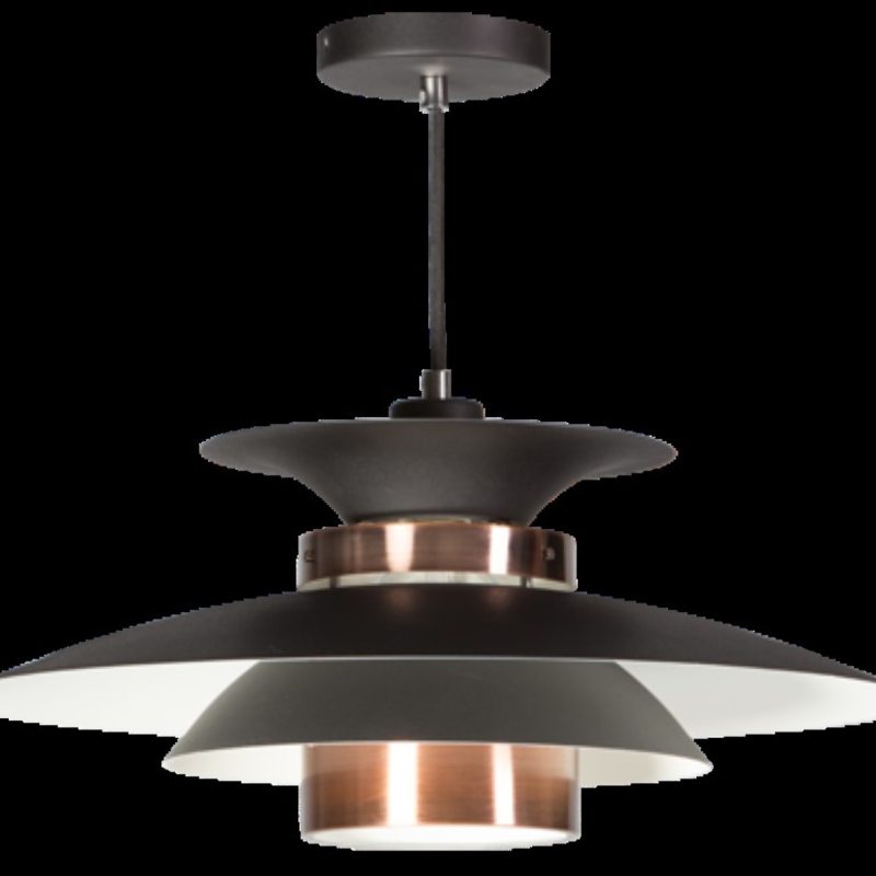 Lampe pendante noire avec cuivre
