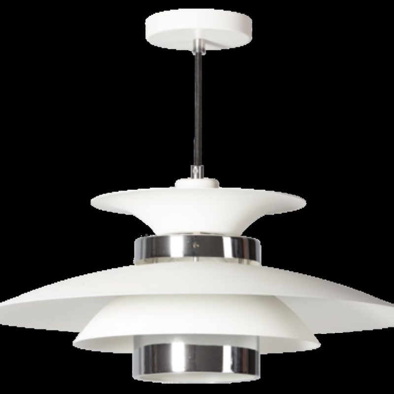 Lampe suspendue blanche avec chrome