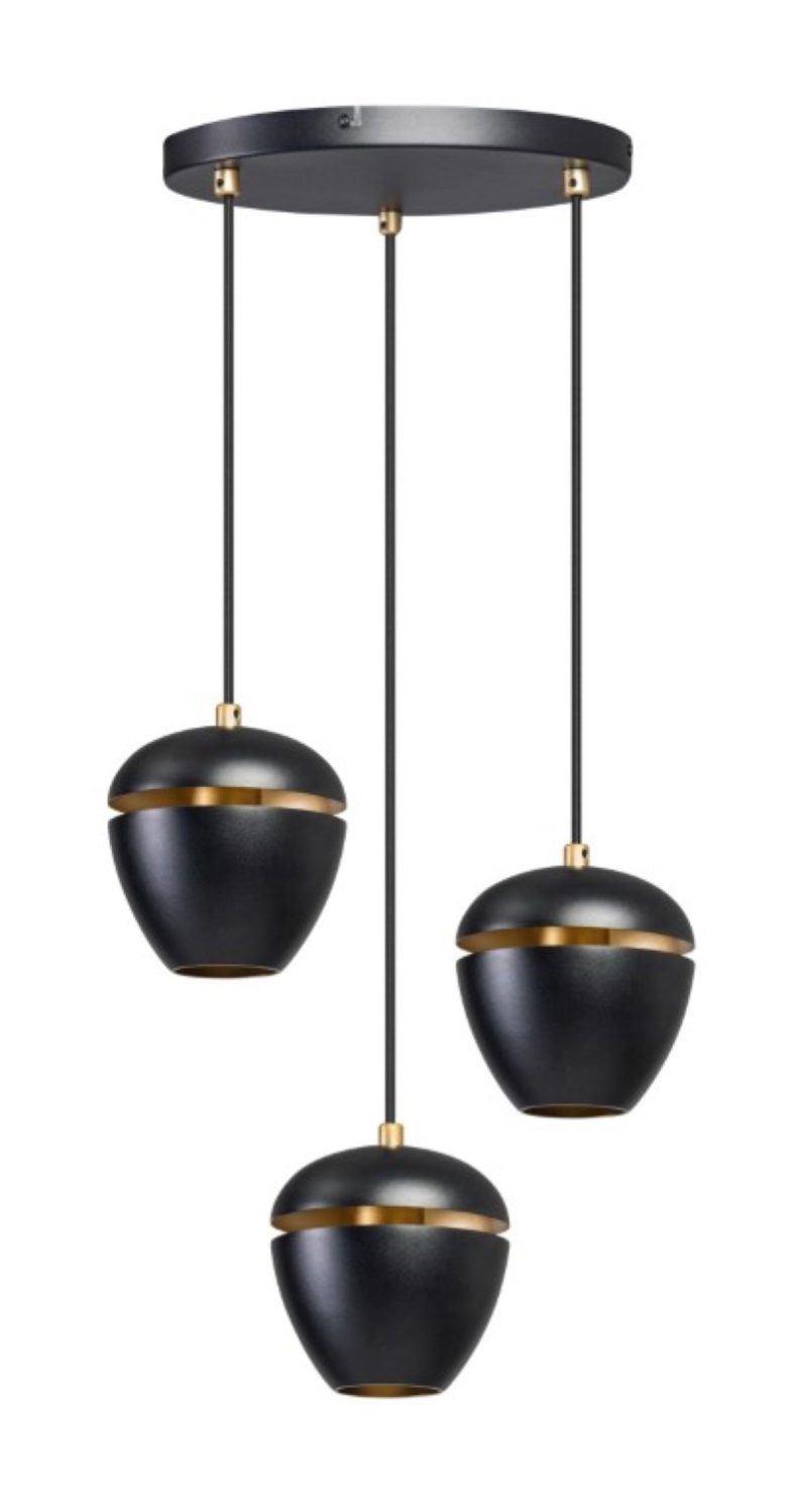 Lampe pendante luxueuse, noir et or