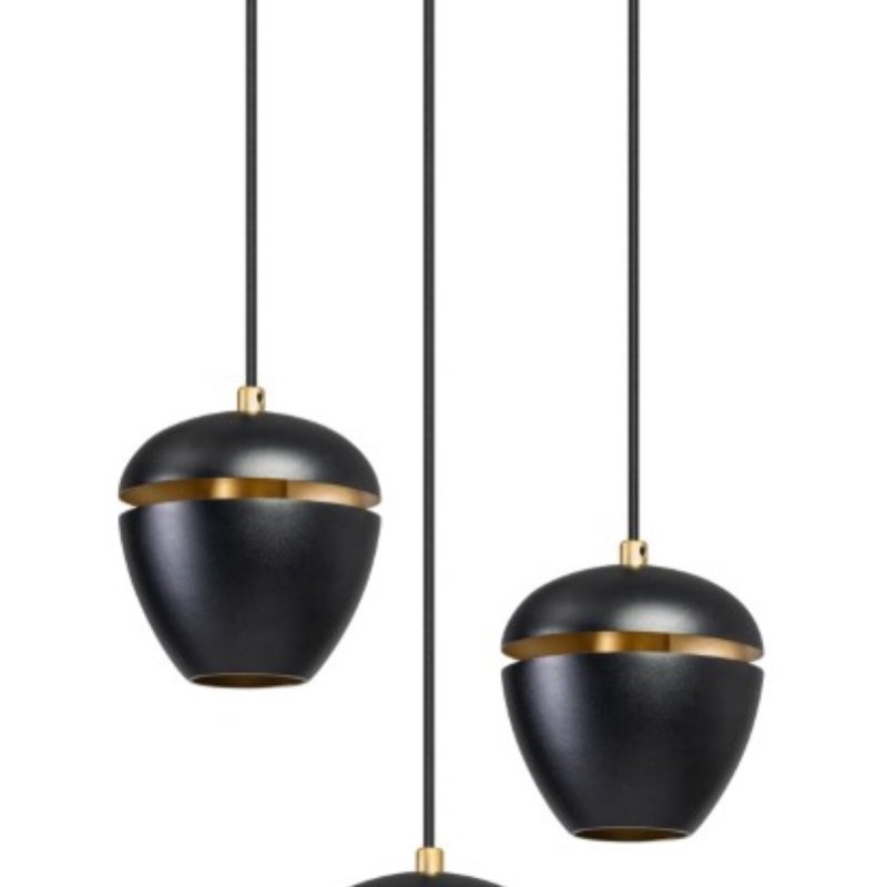 Lampe pendante luxueuse, noir et or