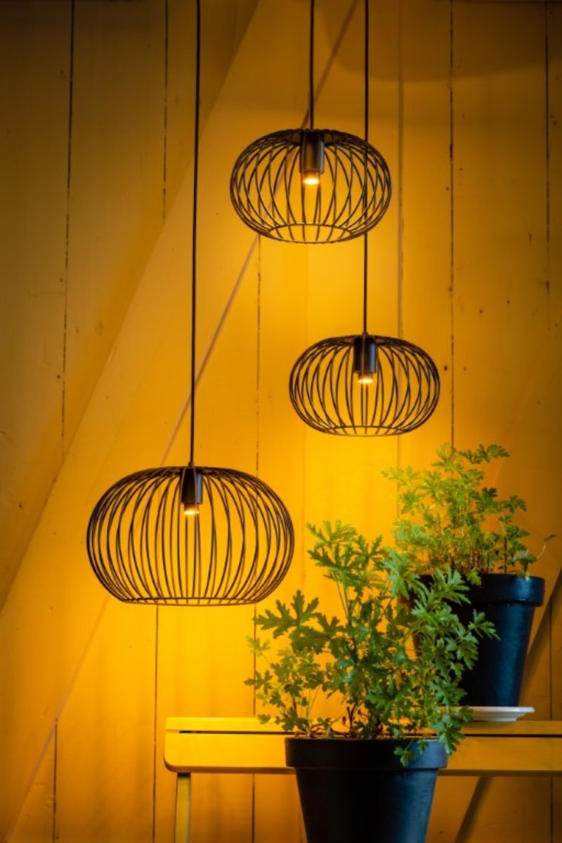 Lampe pendante fil noir, 3 lumières, ronde / noire - Image 2