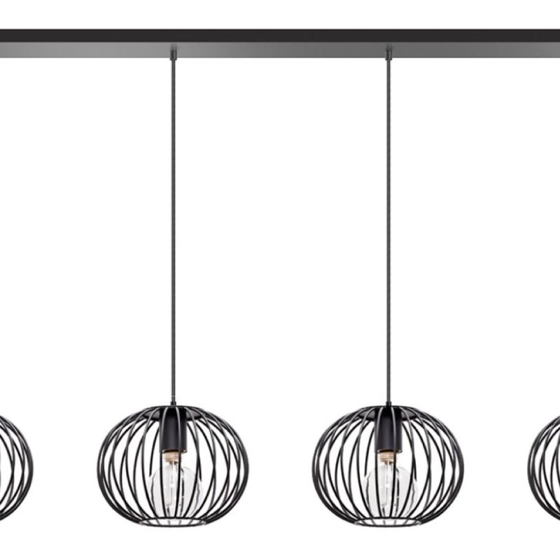 Lampe pendante fil noir, 4 lights, black