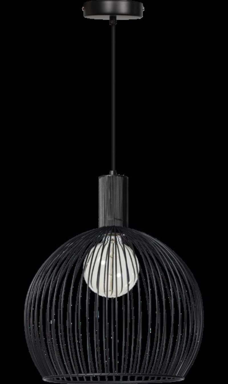 Lampe pendante ronde en fil de fer, 1 point lumineux 40cm, noir