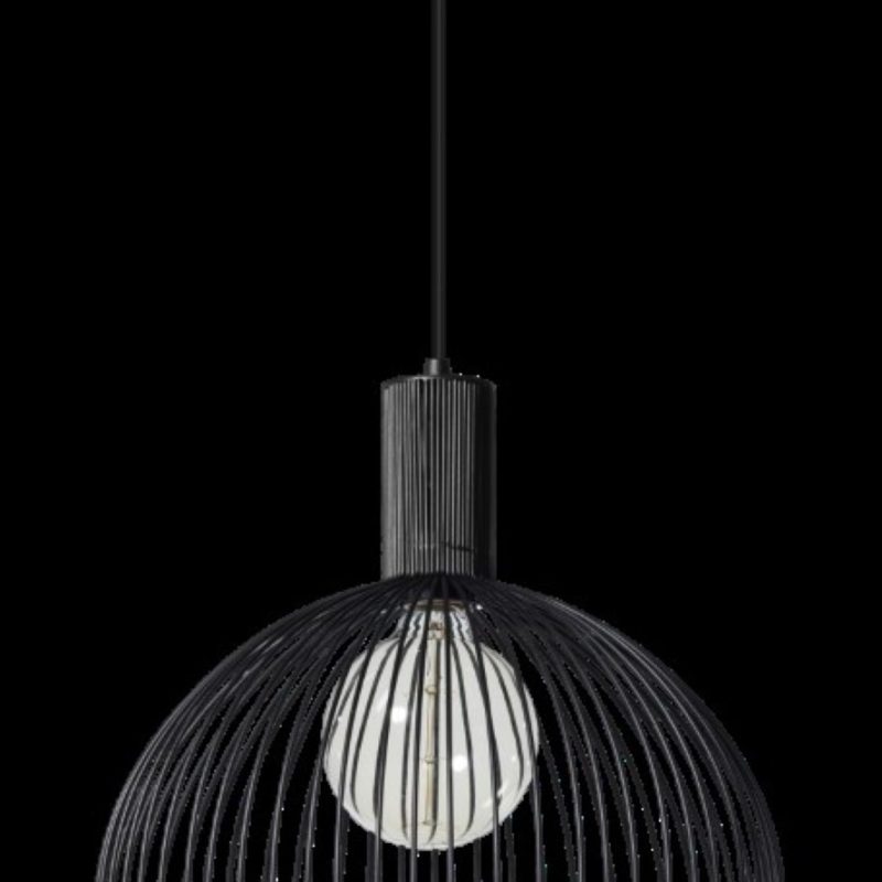 Lampe pendante ronde en fil de fer, 1 point lumineux 40cm, noir