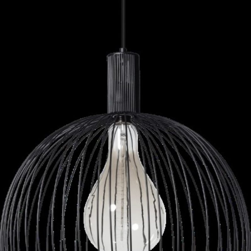 Lampe pendante ronde en fil de fer, 1 point lumineux 50cm, noir