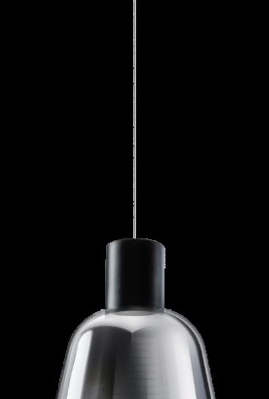 Lampe pendante ronde noire avec 1x verre fumé