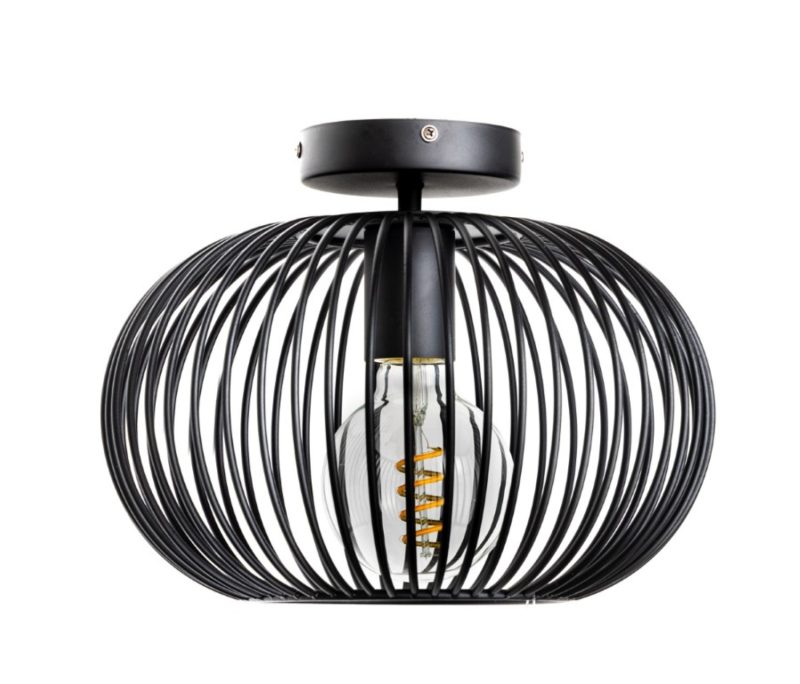 Luminaire de plafond rond, 1 point lumineux 30cm, noir