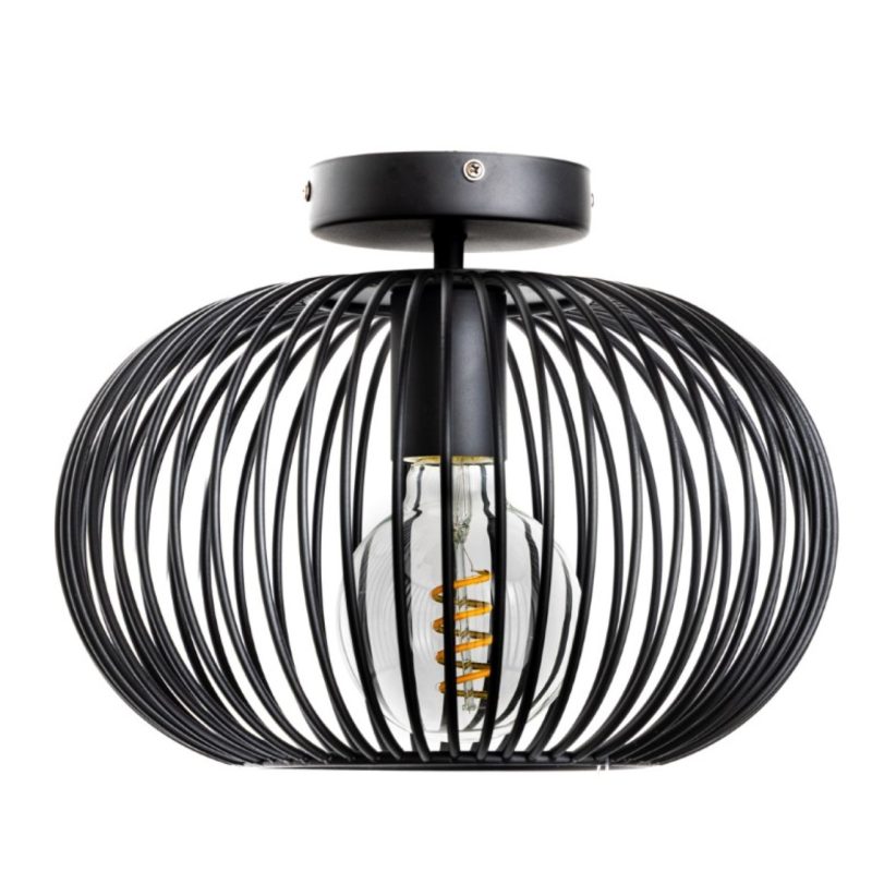 Luminaire de plafond rond, 1 point lumineux 30cm, noir