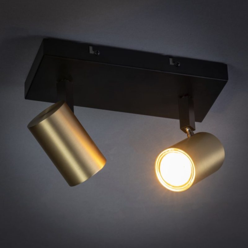 Spot beam noir laiton 2 lumières
