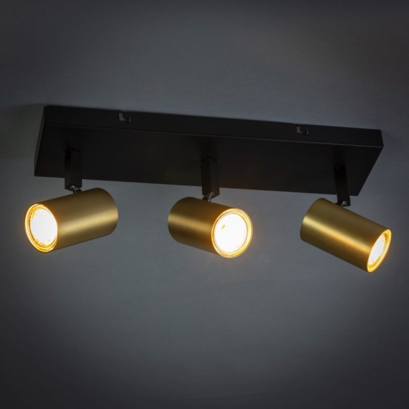 Spot beam noir laiton 3 lumières