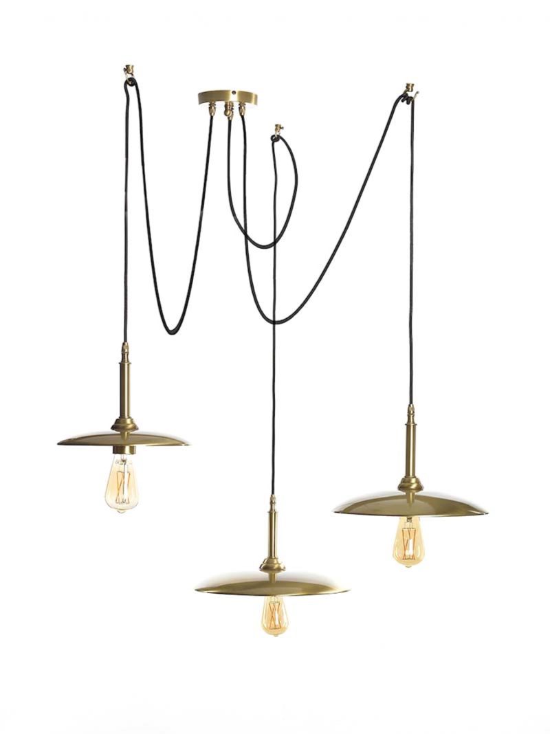 Lampe pendante 3 lumières ronde or