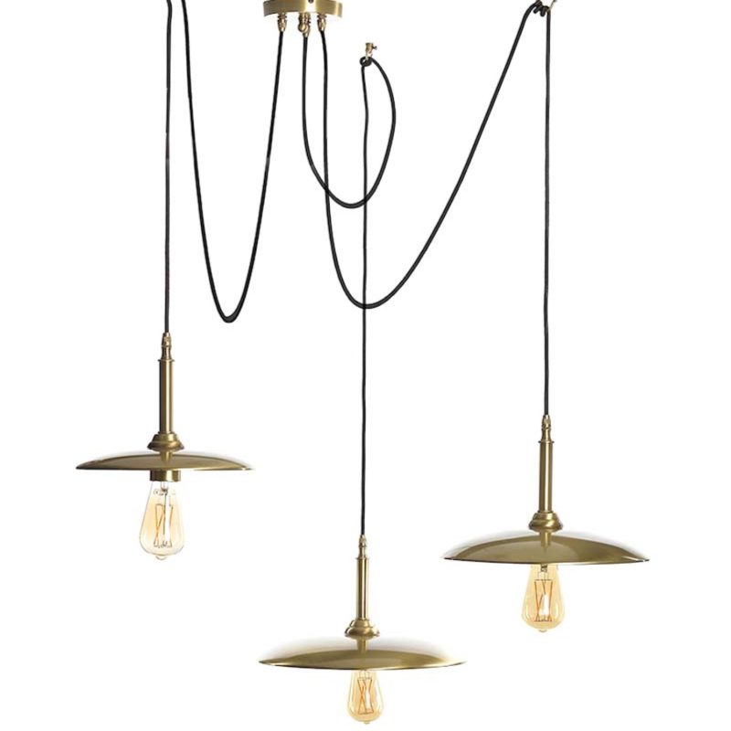 Lampe pendante 3 lumières ronde or