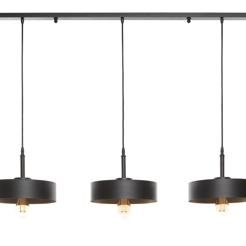 Lampe pendante 3 points lumineux finition noire intérieur doré