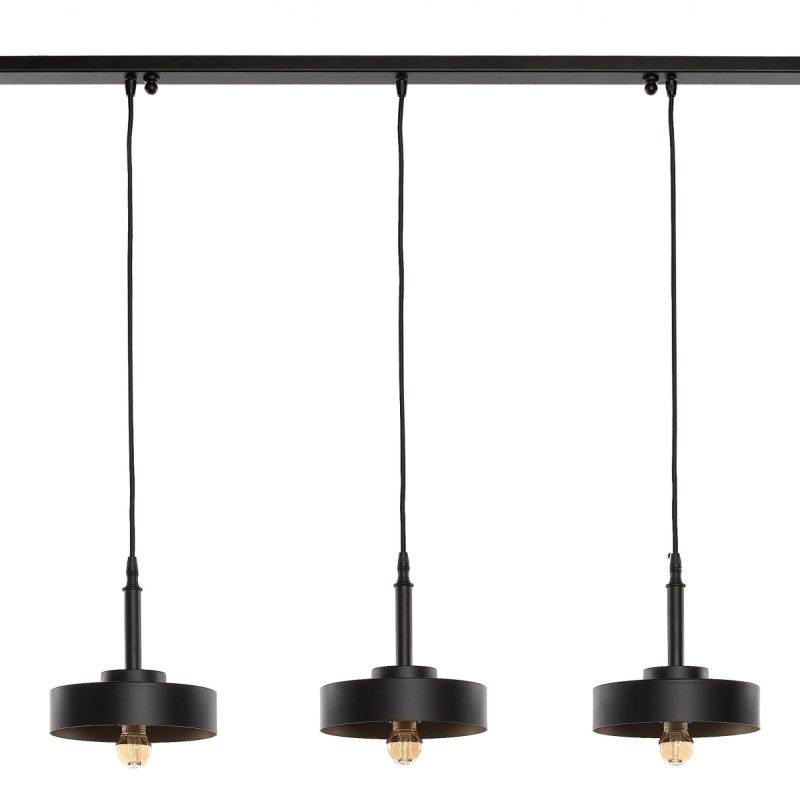 Suspension 5 lumières finition noire avec intérieur doré