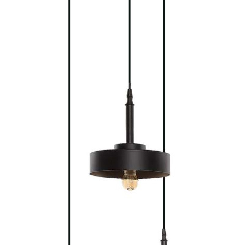 Lampe pendante 3 points lumineux finition noire intérieur doré