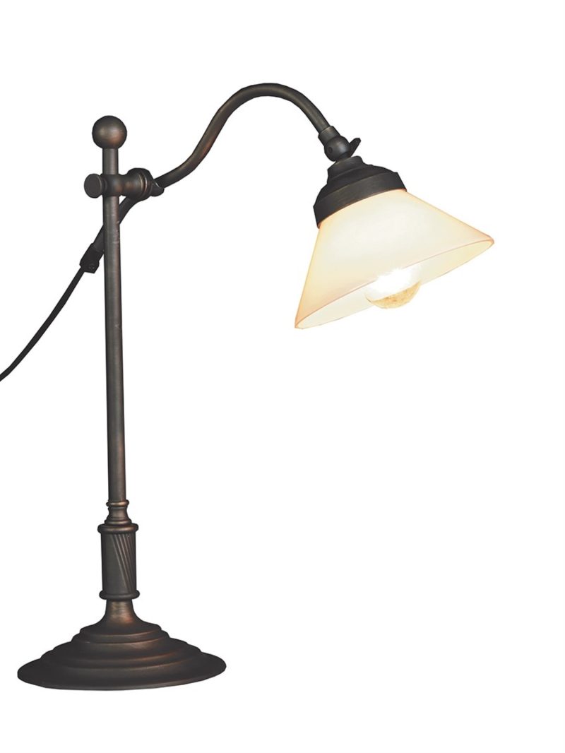 Lampe de table avec base en bronze foncé
