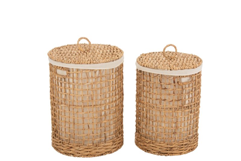 Set de 2 panier + couvercle cire jacynthe d'eau naturel - Image 2