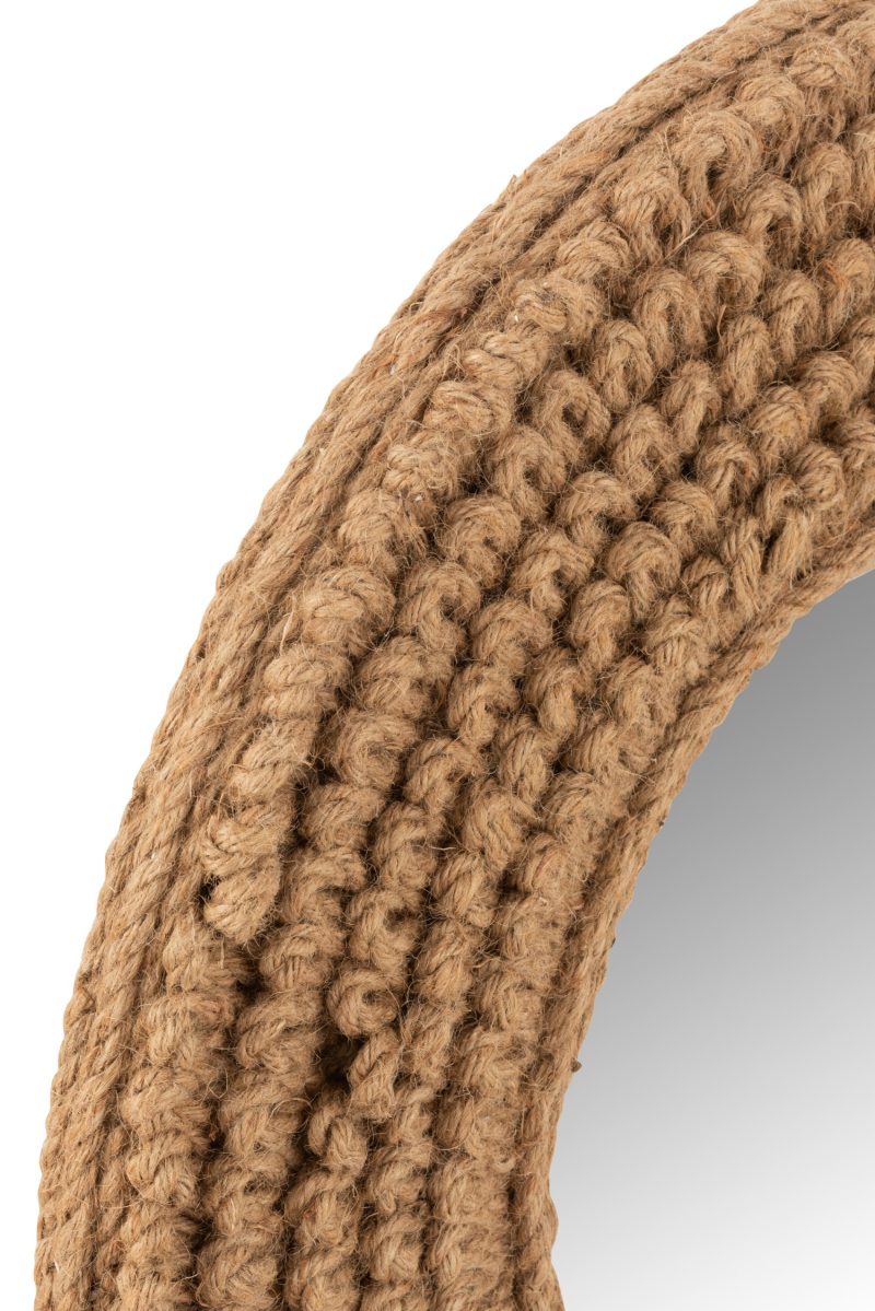 Miroir rond tisse jute naturel large - Image 2
