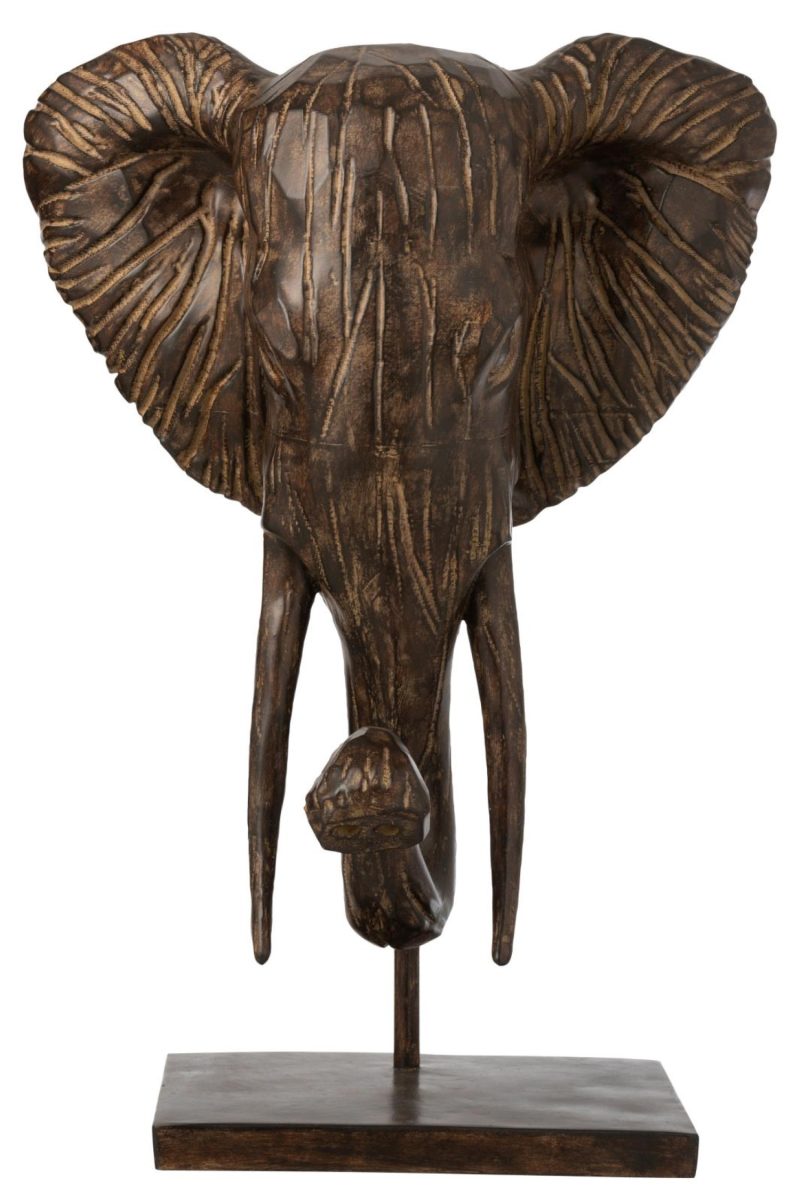 Elephant sur pied resine marron