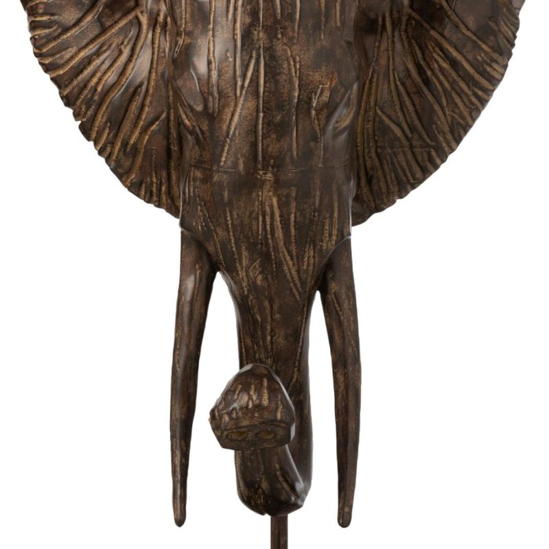 Elephant sur pied resine marron