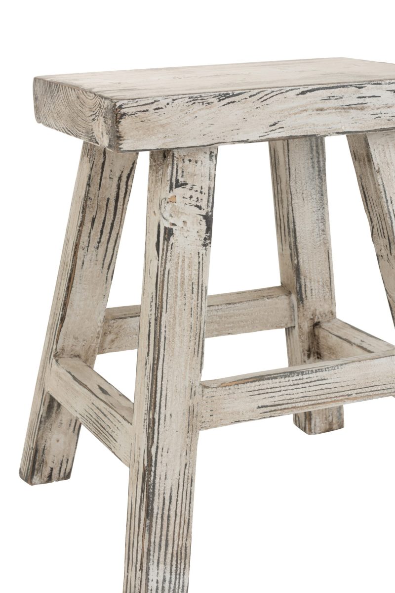 Tabouret ibiza rectangle bois blanc delave