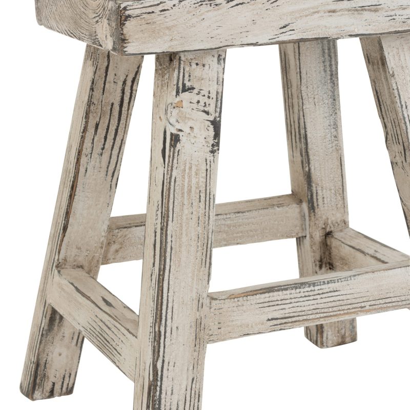 Tabouret ibiza rectangle bois blanc delave