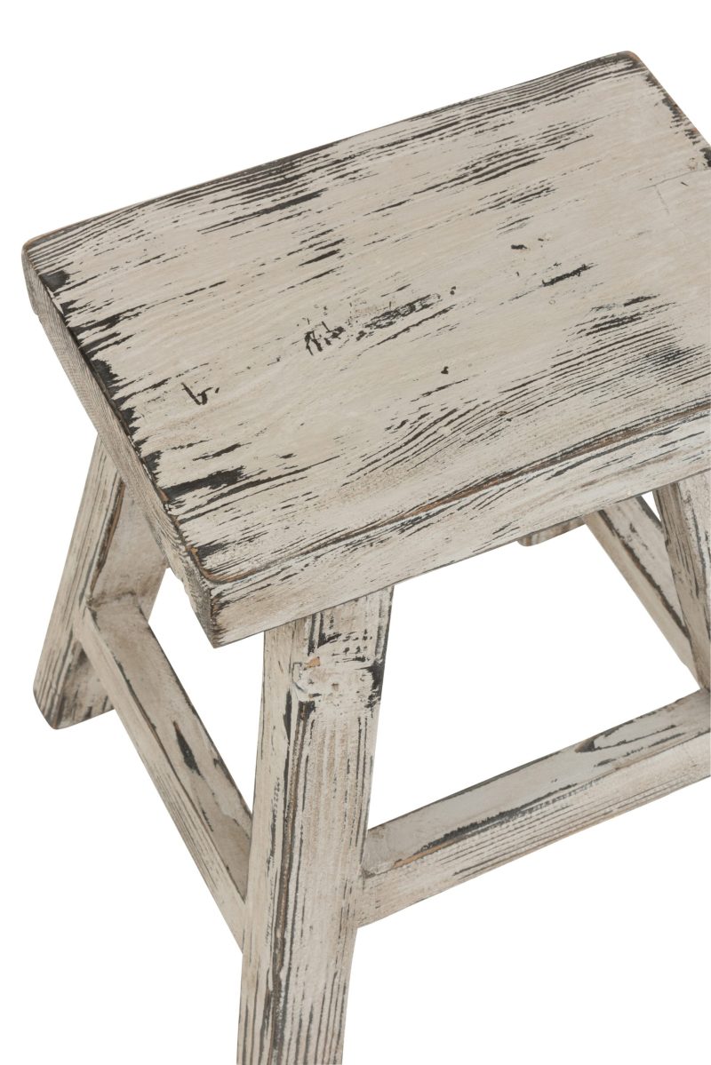 Tabouret ibiza rectangle bois blanc delave - Image 2
