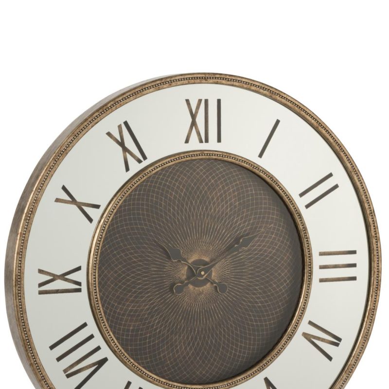 Horloge chiffres romains led miroir mdf antique or large