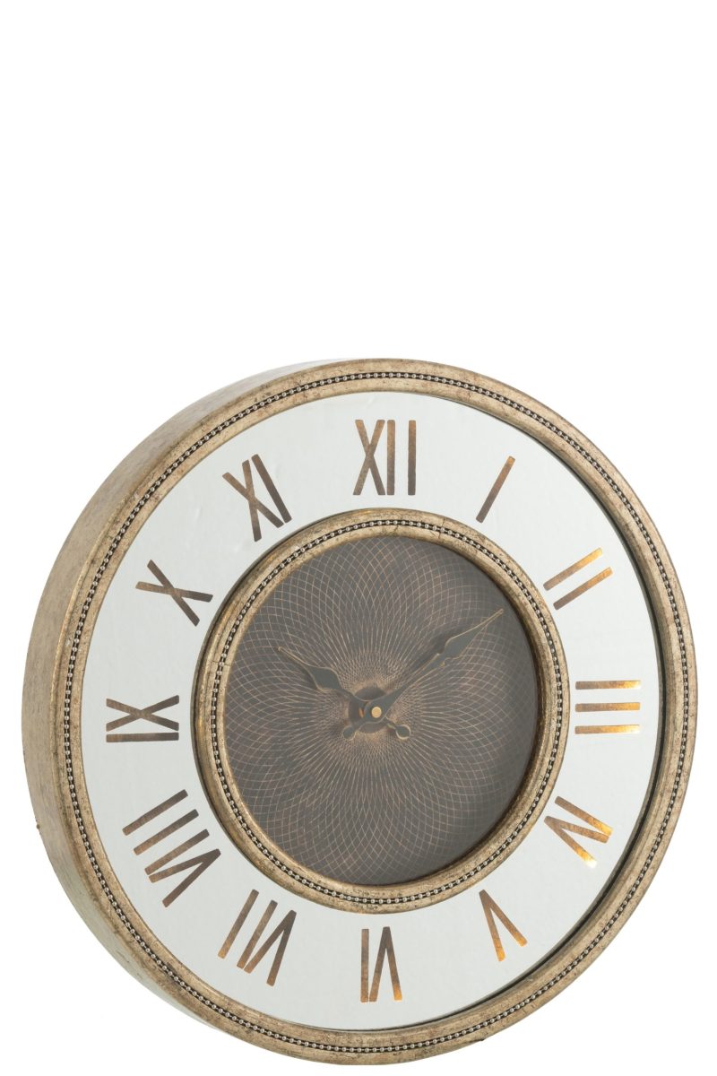 Horloge chiffres romains led miroir mdf antique or large - Image 2