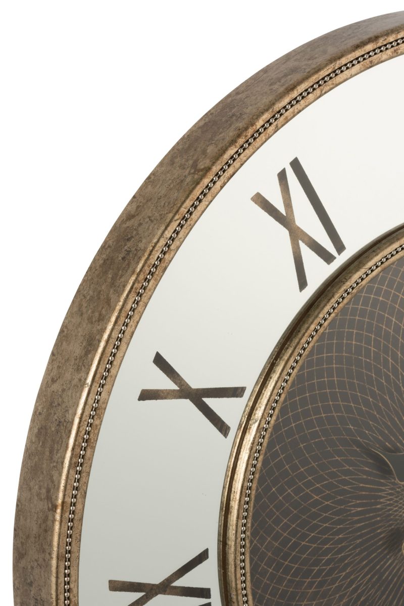 Horloge chiffres romains led miroir mdf antique or large - Image 3