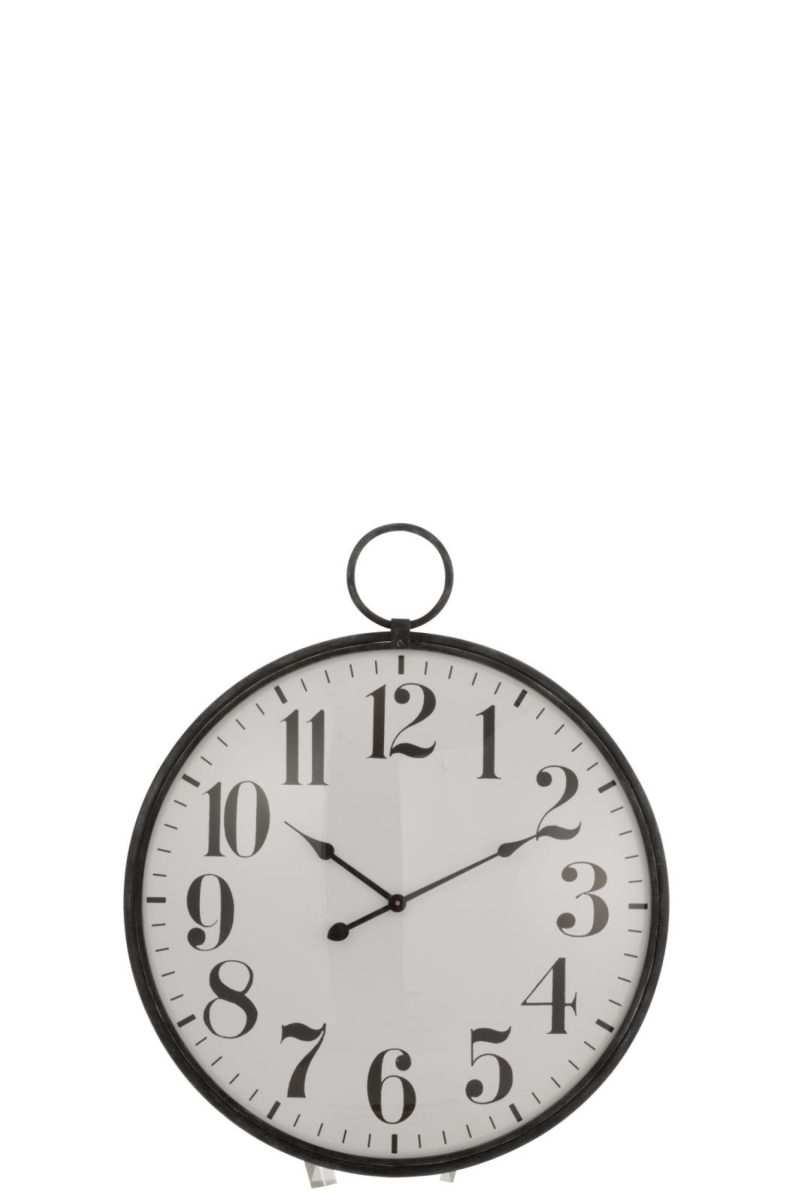 Horloge rond boule verre metal noir