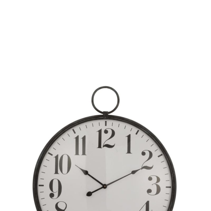 Horloge rond boule verre metal noir