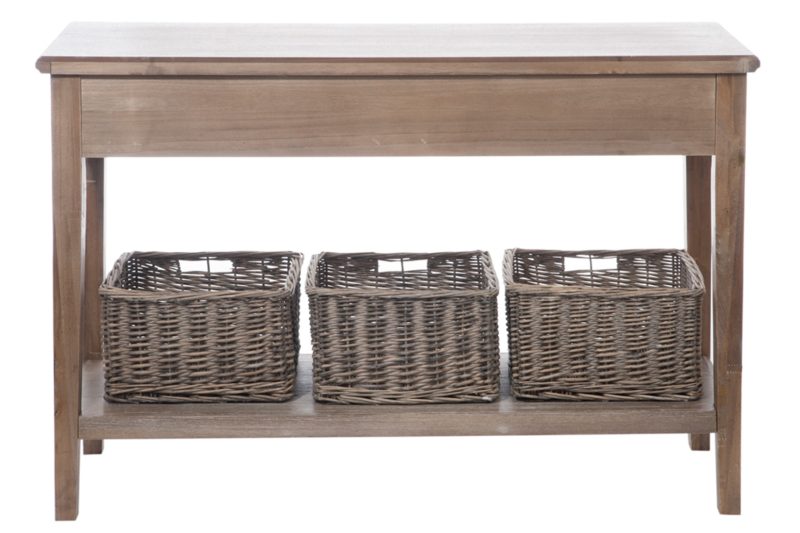 Console 2 tiroirs 3 panneaux bois gris/blanc - Image 3