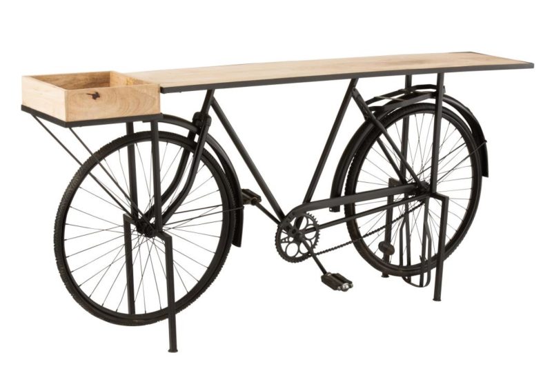 Console velo metal/bois de manguier noir/naturel
