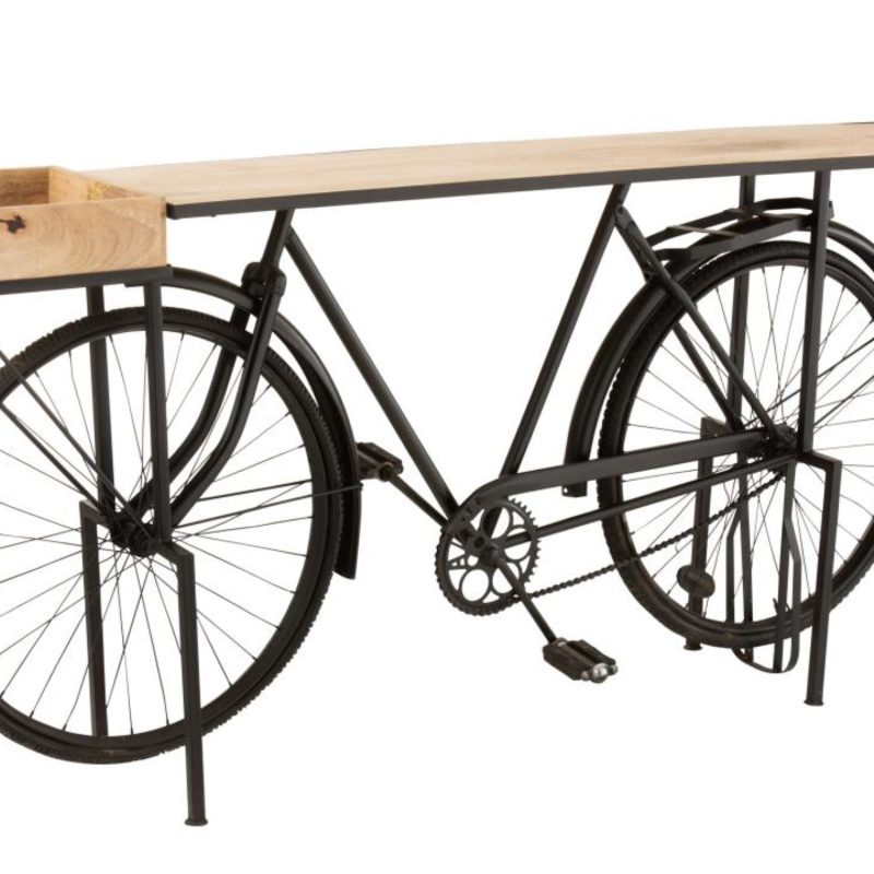 Console velo metal/bois de manguier noir/naturel