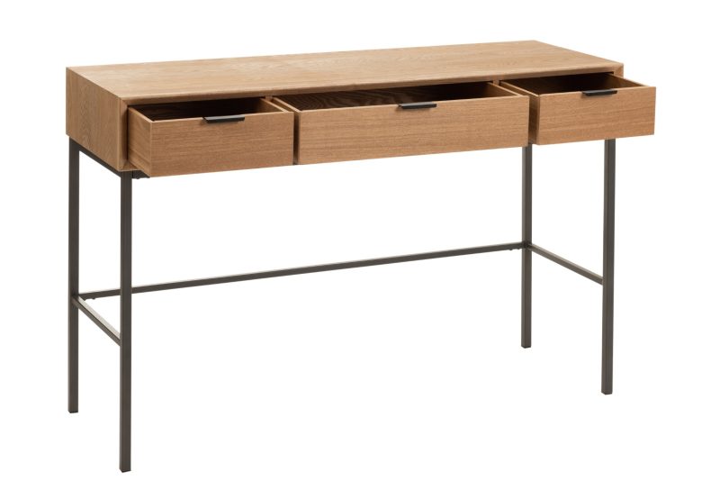 Console 3 tiroirs bois/metal naturel - Image 4