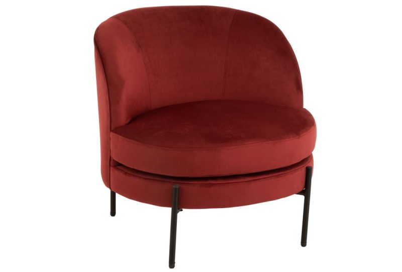 Chaise lounge ronde textile/metal steen rood