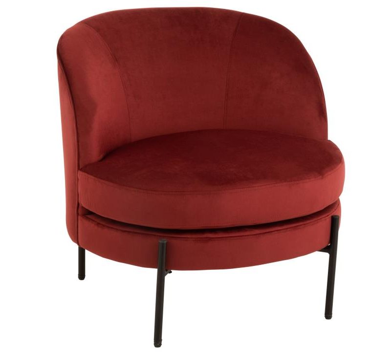 Chaise lounge ronde textile/metal steen rood