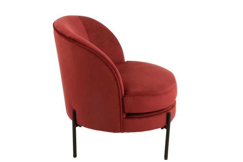 Chaise lounge ronde textile/metal steen rood - Image 2