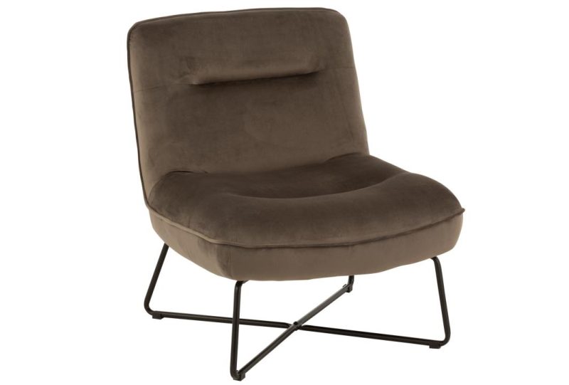 Chaise lounge cadre textile/metal gris fonce