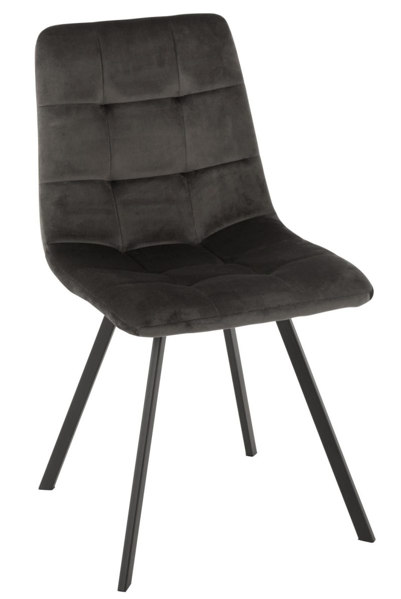 Chaise morgan textile/metal gris fonce