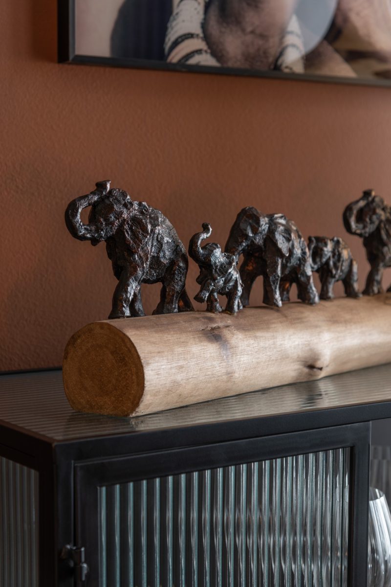 Elephants en rang bois de manguier aluminium bronze - Image 2