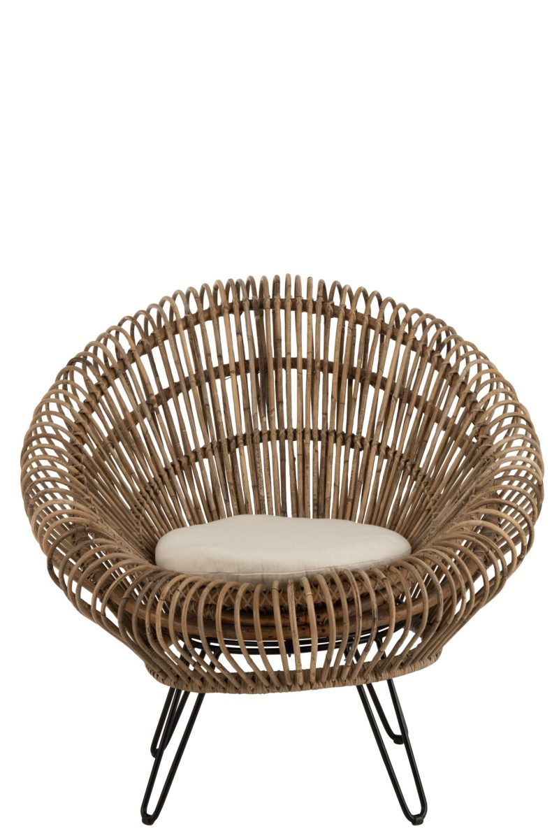 Siège lounge vivi avec coussin rotin/fer naturel - Image 2