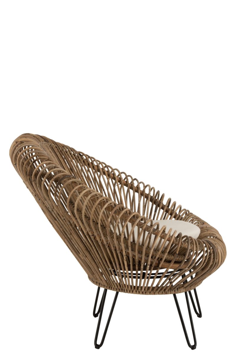 Siège lounge vivi avec coussin rotin/fer naturel - Image 3
