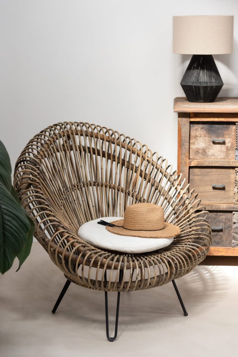 Siège lounge vivi avec coussin rotin/fer naturel - Image 8