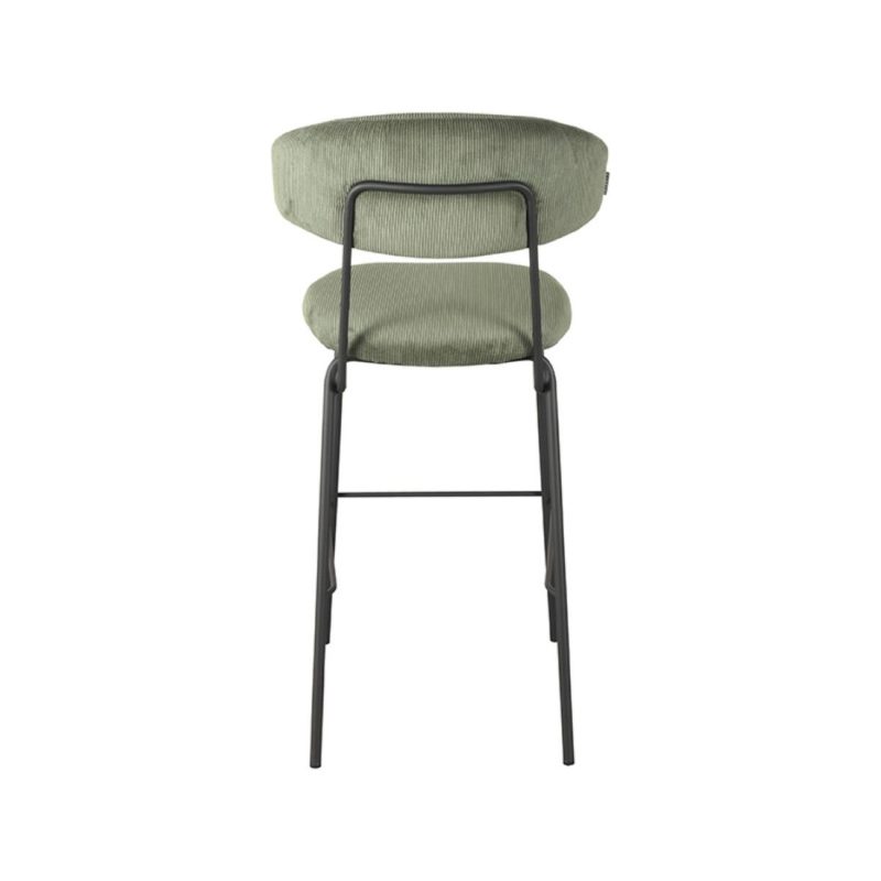 Tabouret de bar vert mousse en tissu côtelé - Image 4