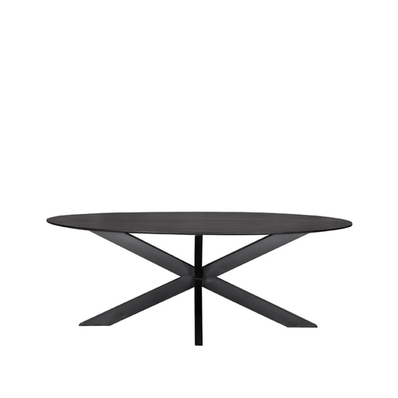 Table à manger noire en manguier, piétement métal - Image 2